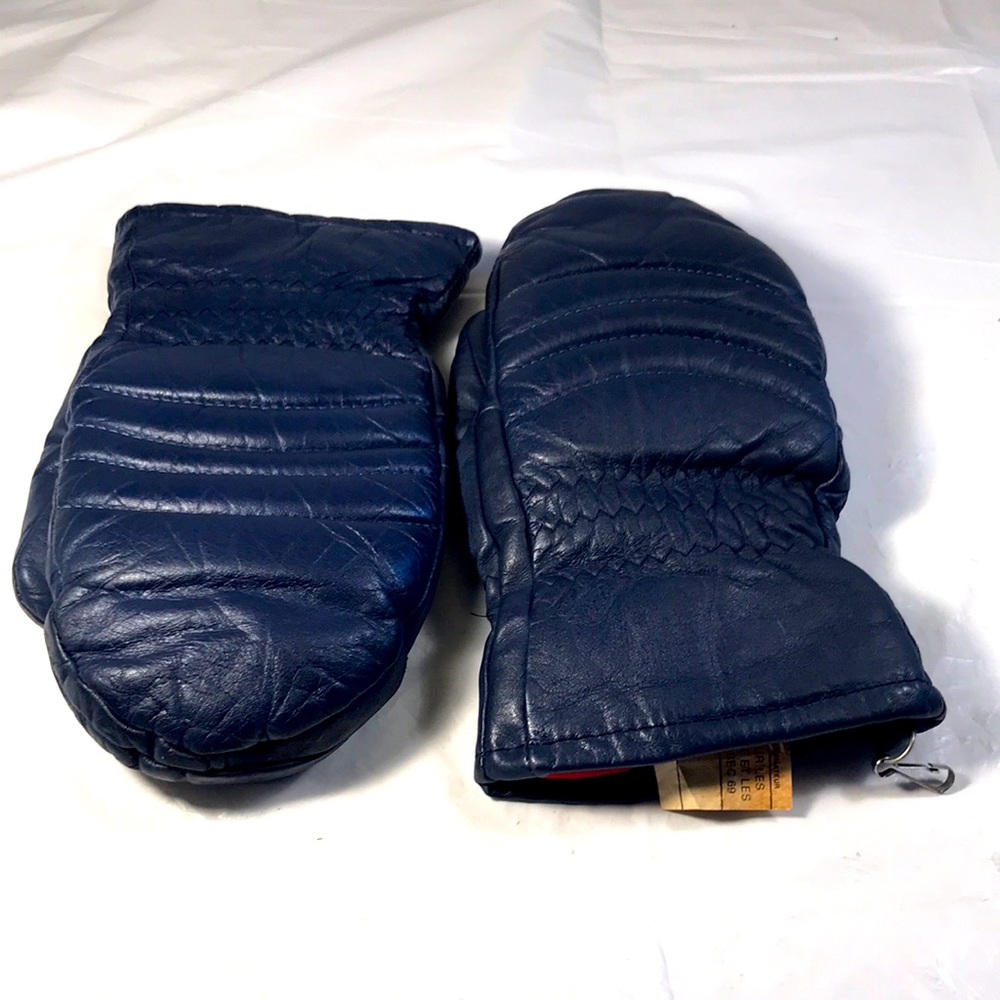 Dorsons Sports Vintage Blue Leather Insulated Snow Ski Winter Mittens